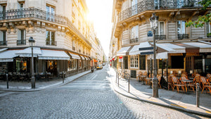 two restaurants on street in Paris France 