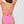 Load image into Gallery viewer, Woman wearing a Bambina Swim bright pink two piece bikini, ring detail, adjustable straps, tie back, high leg cut bottom

