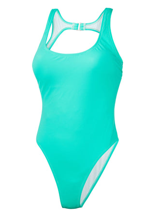 Ghost image of women's green one piece swimsuit