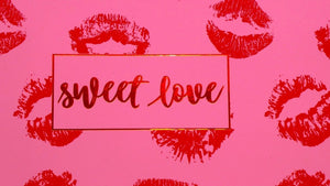 Valentines Day picture with red lipstick kisses