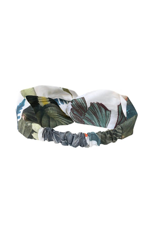 Bambina Swim Cardamom headband  ghost image flat lay view showing elastic bottom.