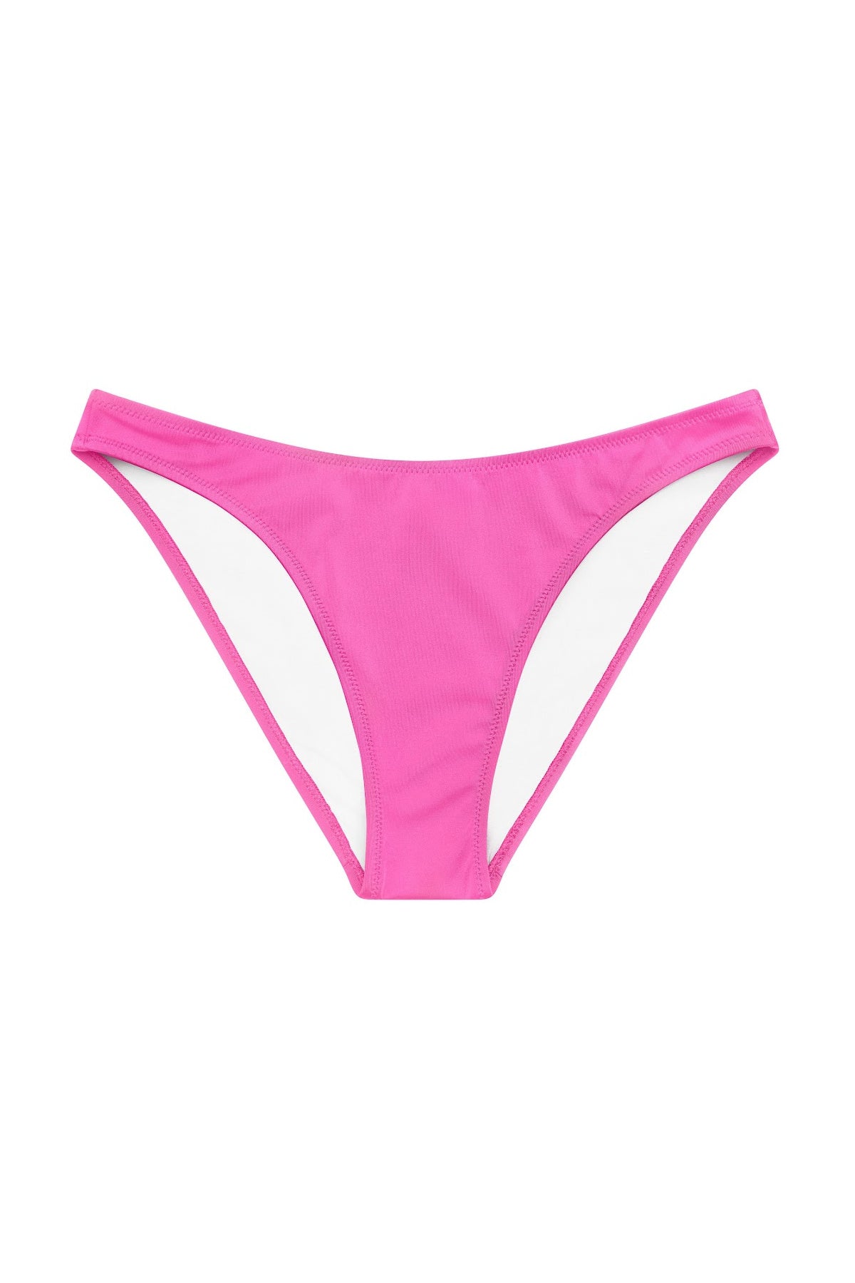 Kailini Bikini Bottom in Pink, front ghost image, showing high-cut leg and clean edges.