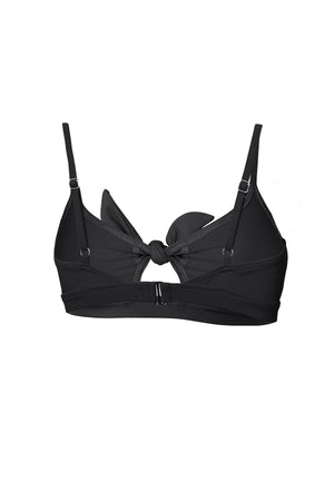 Marina Bralette in black, ghost image back view showing adjustable straps and back hook closure.