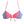 Tie front bikini top with coral color in middle and navy blue and white stripes on sides